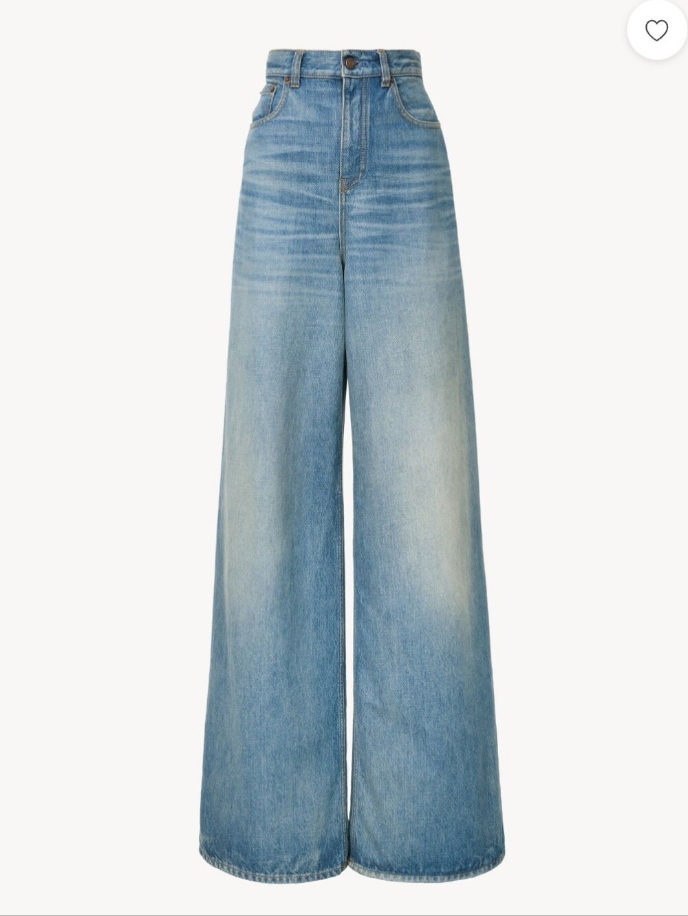 Chloé High Rise Wide-Leg Jeans Dream Blue Light Wash Logo Pockets Size 29. New